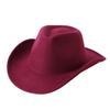 Cowboy hat European and American style big cowboy hat monochrome felt hat men and women big brim outdoor top hat