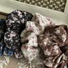 French Retro Floral Ponytail Holders For Women Aesthetic Oil Painting Flower Headbands Versatile Daily Hair Elastic