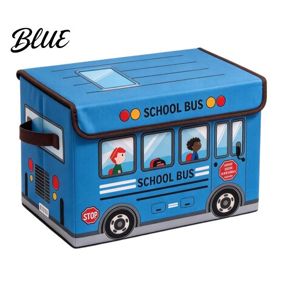 Soft Fabric Toy Safety Lid Box Foldable Bus Storage Chest School Treasure with And Reinforced