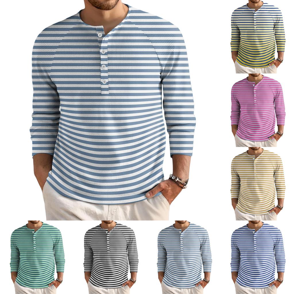 Men's Loose Casual Button Down Collar Long Sleeve Top