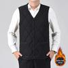 Men Waistcoat V-Neck Sleeveless Solid Color Single Breasted Vest Coat with Pockets Thickened Plush Lining Quilted Bottoming Vest Jacket
