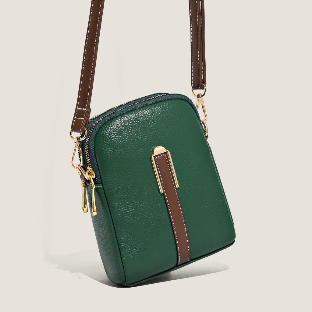 2022 Fashion Real Cowhide Girls Purse Phone Pouch Genuine Leather Shoulder Bags Woman Minimalist Solid Color Mini Crossbody Bag