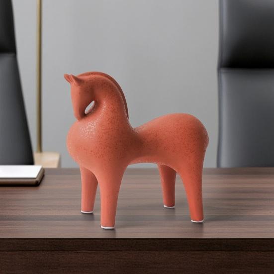 Decorazione per la Casa di Animali Contemporanea Statuetta Astratta di Cavallo in Ceramica, Statua Moderna per Ufficio Decorazione con Texture Satinata, Ornamento Scultura Artistica
