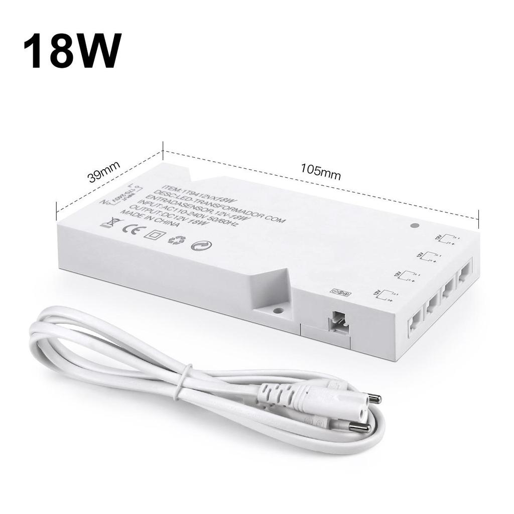 6/10x Dupont Port 110-250VAC para DC12V Transformador de iluminação 24W 36W 60W 100W Adaptador de fonte de alimentação Armário Armário Driver de faixa de LED