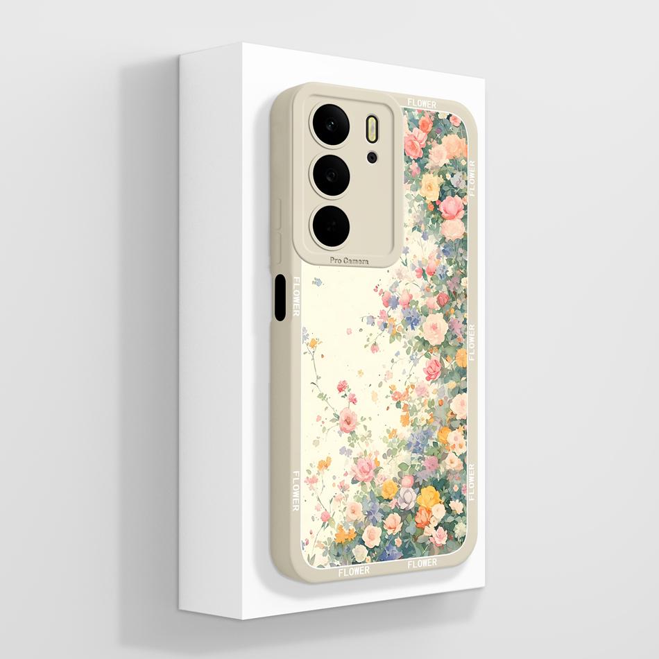 For Realme C75 C75X C73 C71 Case Painted Flowers Soft Liquid Silicone Back Cover For Realme C 75 Full Protection Phone Bumper