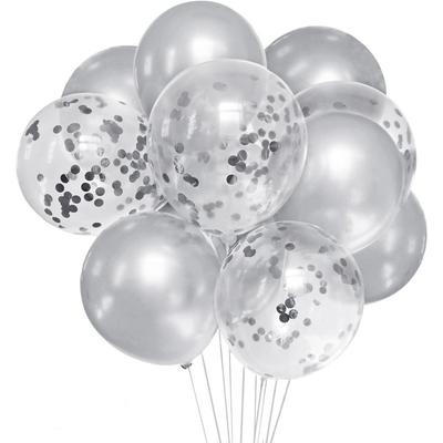 20Pcs Silver Latex Balloon Set Suitable for Birthday Parties, Wedding Ceremonies, and Graduation Decorations