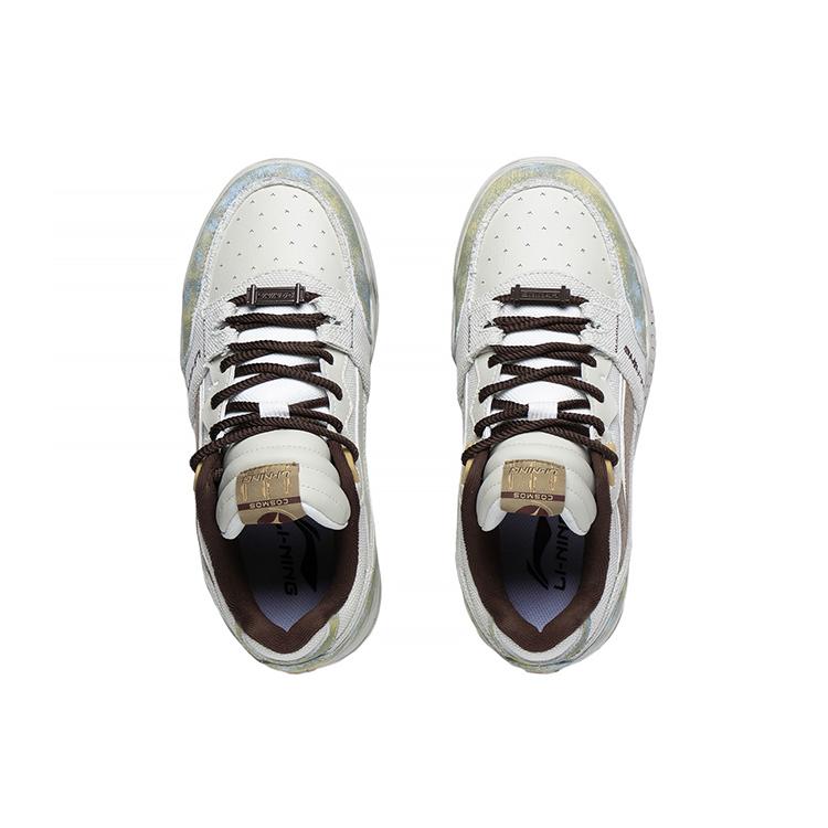 New LiNing Moon White Slip Resistant Cushioning Wear Resistant Lightweight Low Top Skateboard Shoes Unisex White Green AGCS427-4