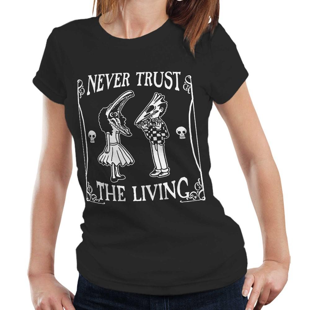 

Beetlejuice TShirt Never Trust The Living Fitted Ladies Halloween Horror Retro 4XL