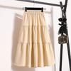 Spring and summer elastic skirt splicing high waist to cover the belly and show thinness cake skirt medium and long A-shaped umbrella skirt
