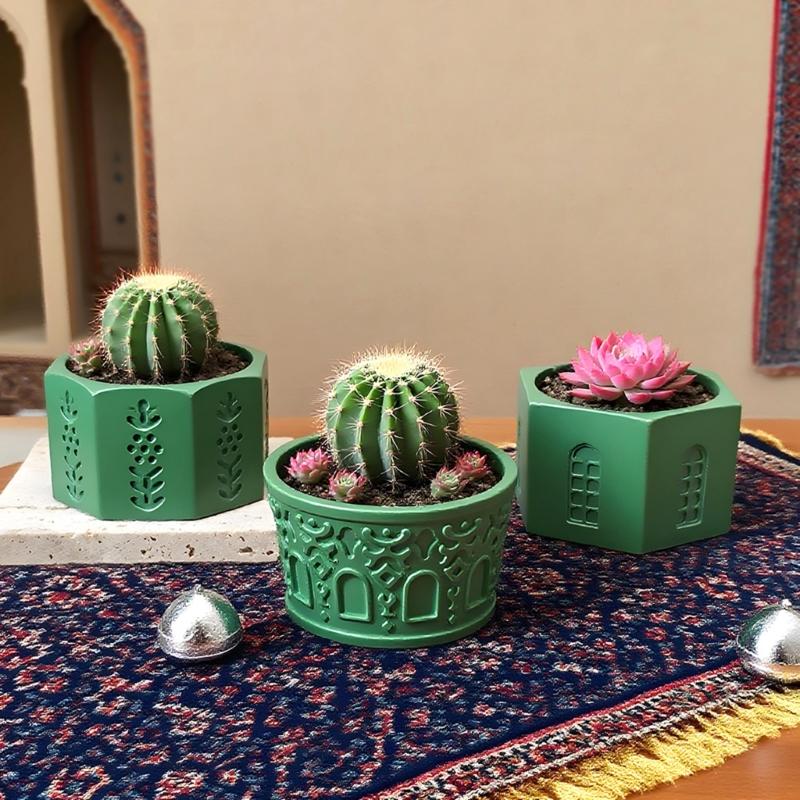 Round Silicone Planter Mold Unique Flower Pattern Easy Demolding Reusable For Indoor Outdoor Decoration Crafting Project