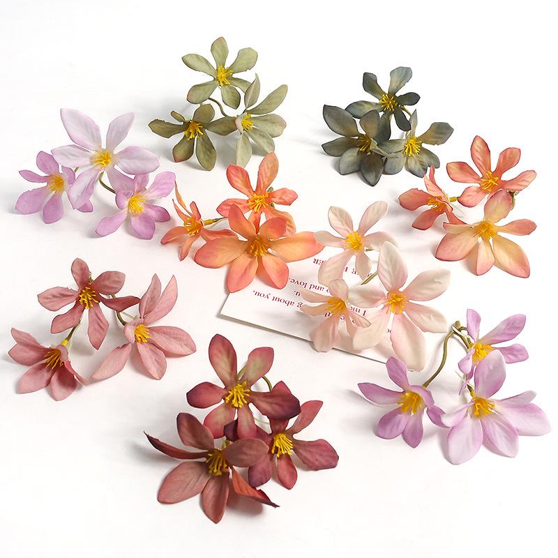 Mini-Orchideen-Strauß DIY-Set: Seiden-Kunstblumen & Strohhut-Accessoires für Geschenke und Dekorationen