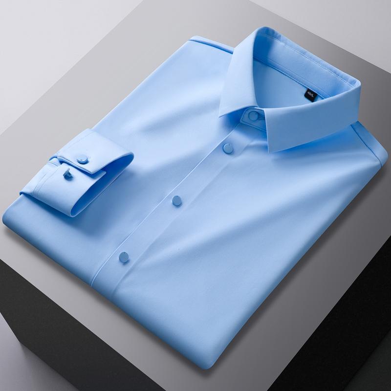 Elegant Classic Design Slightly Stretch Button Up Shirt, Men's Clothes Iron-Free Long Sleeve Dress Shirts For Spring Fall Winter