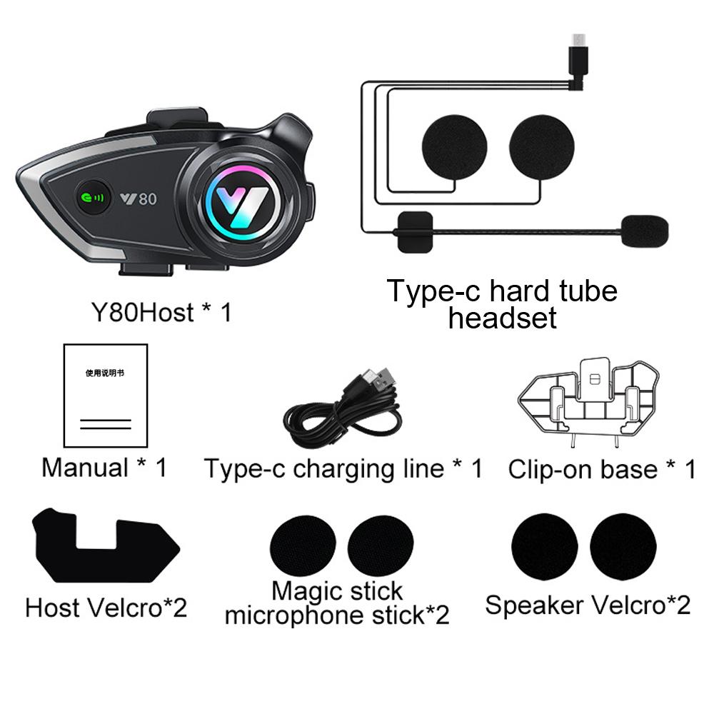 Handsfree Call Music Earphone Waterproof Headset Wireless for Riders Moto GPS Headphone Motorcycle Helmet BT 5.3 Y80