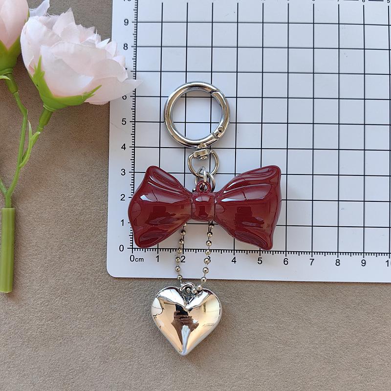 Y2k Key Chains Cute Acrylic Bowknot Pendant Keyring Red Bow Key Chain High Quality Heart Pendant Keychain For Car Decoration