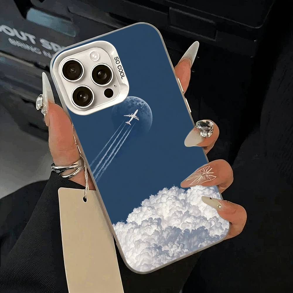 Aircraft & Sky Phone Case For iPhone 17,16,15,14,13,12,11 Plus,Pro Max,XS,white Silver Phone Case