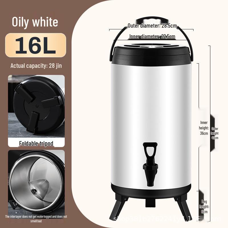 

Large Capacity Stainless Steel Insulated Beverage Bucket for Hot/Cold Milk Tea and Soy Milk 6L Thickened Anti-leak