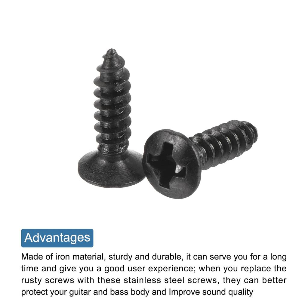 Uxcell 50 szt. Czarne 3 mm Śruby do pickguardu gitary elektrycznej i basowej dla SQ ST TL Śruby montażowe do płyt przeciw rysowaniu Gitary,