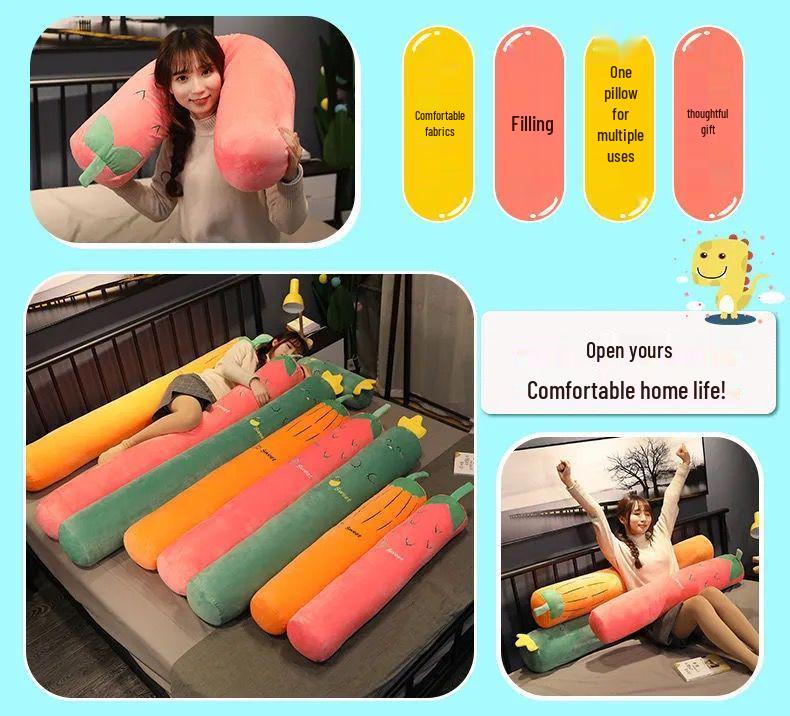 Washable Cylindrical Bolster Pillow for Sleeping, Leg Clamping, and Back Support