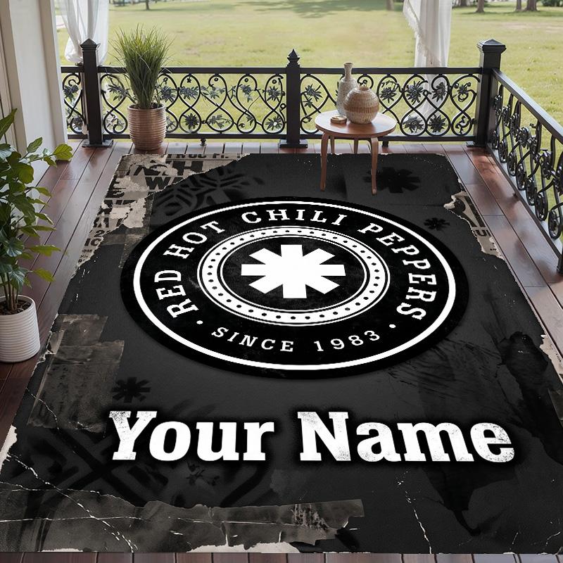 Custom Text Printed Rug Red Hot Chili Peppers Non Slip Floor Carpet For Home Room Decor