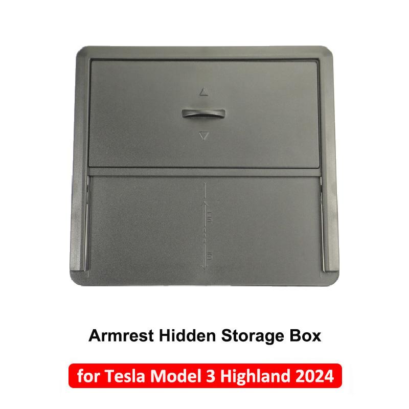 Armrest Hidden Storage Box For Tesla Model 3 Highland Center Console Organizer Holder Box Newest Model 3+ 2024 Car Accessories