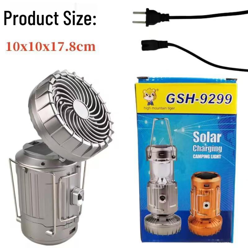 Portable Solar-Powered Camping Fan Light with Pull Switch, Lithium and Dry Battery Compatible