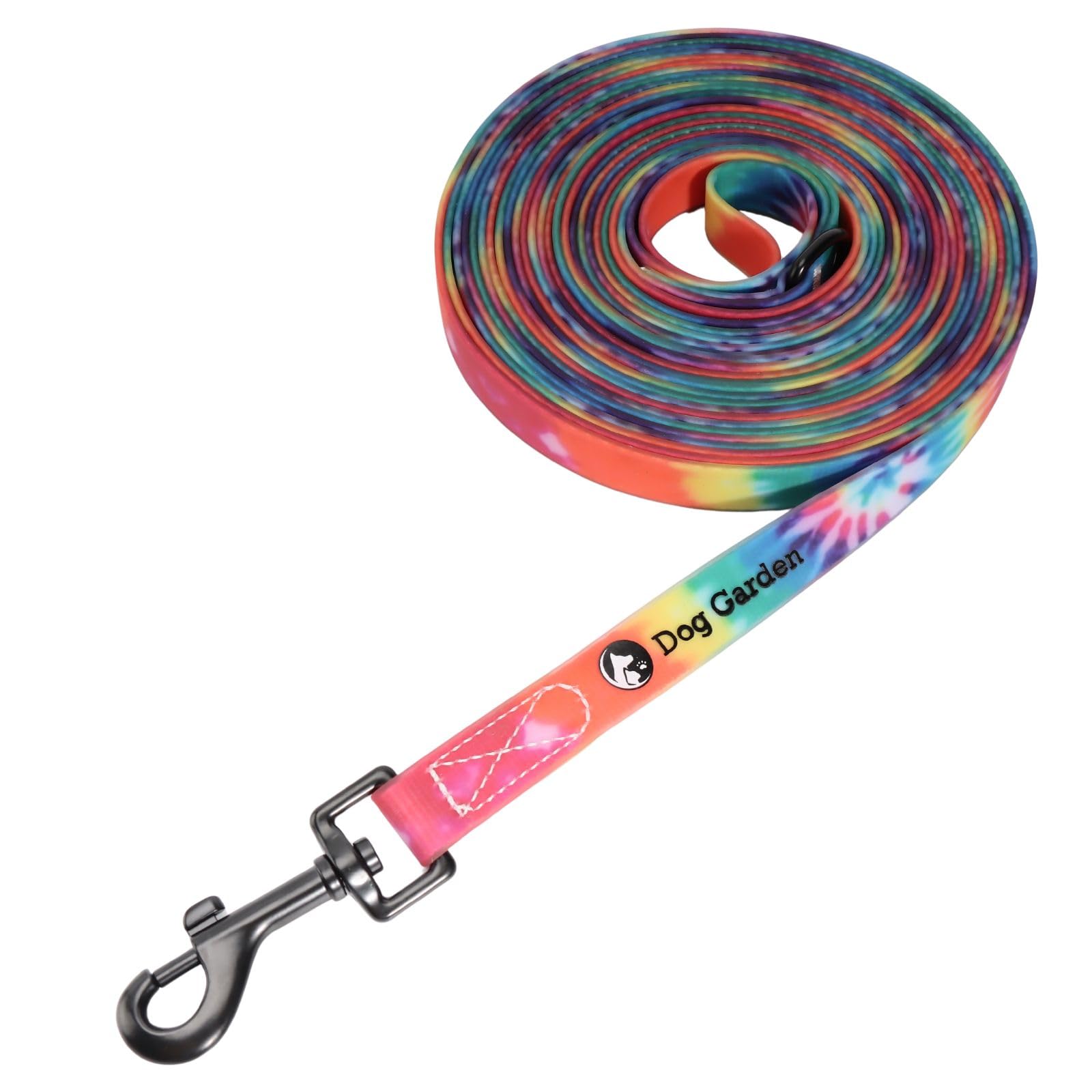 

Водонепроницаемый длинный поводок для легких собак 8 м, ширина 2,0 см, для собак среднего размера, DogGarden, Команда «Ко мне», ПВХ, Тай-дай [2,0 см]