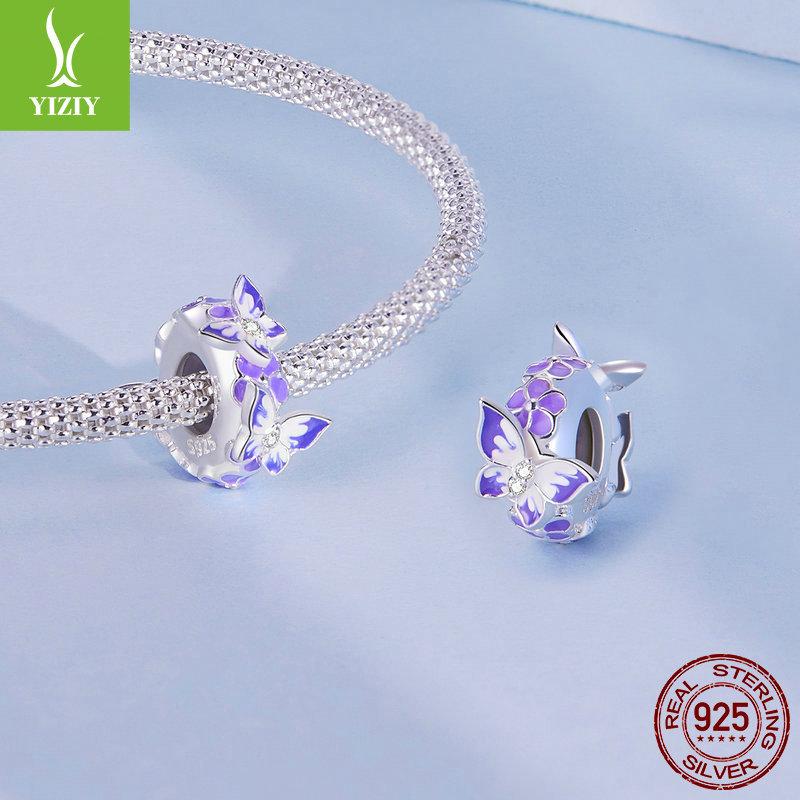 Design Gradual Change Oil Drop Butterfly Silicone Positioning Beads Exquisite And Elegant S925 Silver Bracelet Beads