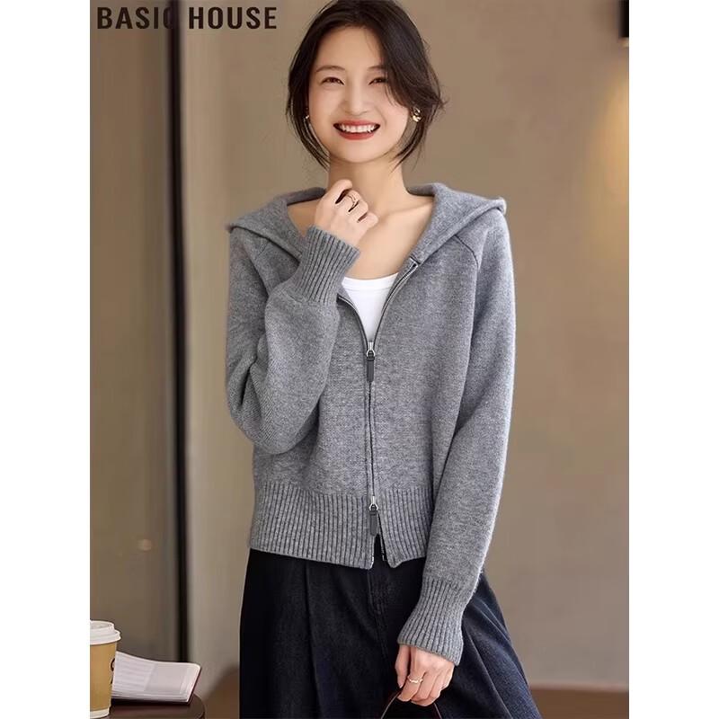 Basic House Women s Hooded Knitted Cardigan S