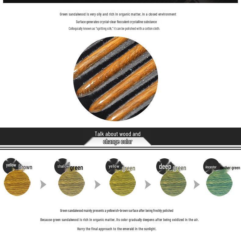 Green Sandalwood Hair Care Comb - 13cm, Model Little Moon Phoenix, for Massage & Scalp Care, Easy to Carry