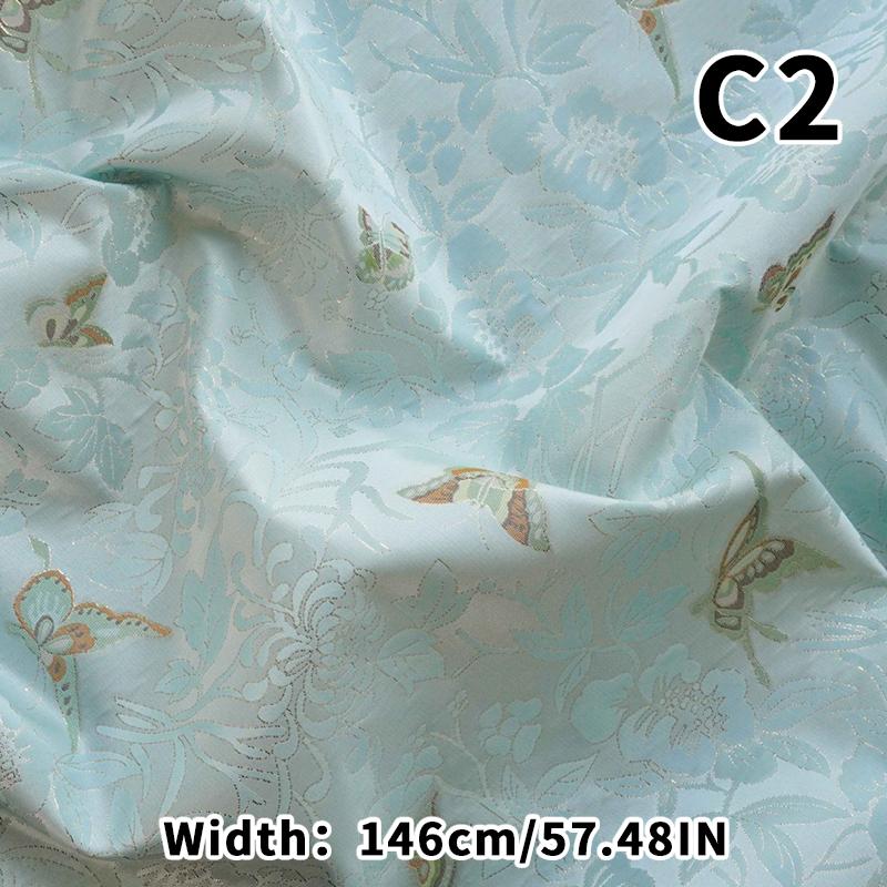 Colorful Woven Satin Butterfly Fabric Yarn-dyed Golden Silk Jacquard Fabric For Diy Sewing Dress Skirt Hanfu Qipao Bag Material