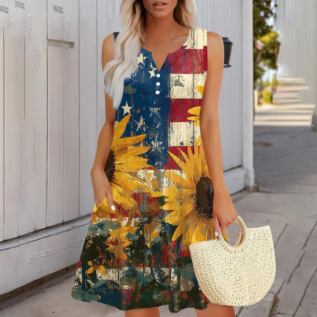 Women's Fashionable Casual Independence Day Print Dress
