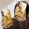A lovely golden steed For Samsung Galaxy S20 FE S21 S22 Ultra S23 Plus S24 Ultra 25Ultra S21+ S9+ 22Plus Golden glass phone case