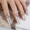 Niche Design Flower Rhinestone Finger Ring Women Nail Ring Fingernail Protective Fashion Jewelry
