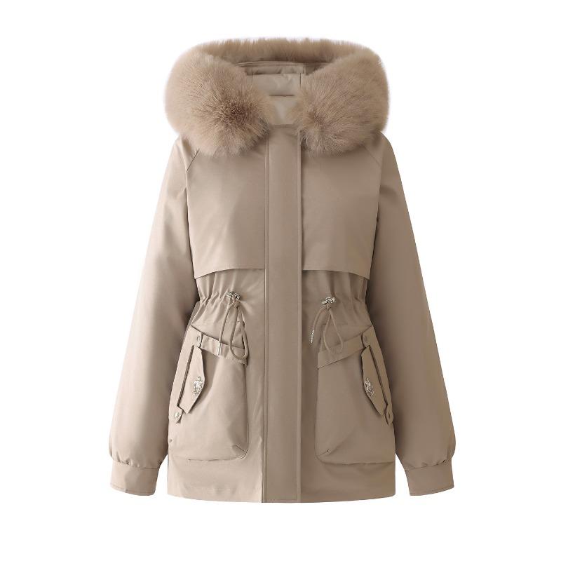 Pie overcome women's thickened new big fur collar removable one-piece three-piece tooling cotton-padded jacket trendy cotton-padded jacket