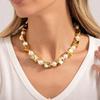 Geometric Punk Style Irregular CCB Necklace with Faux Pearls