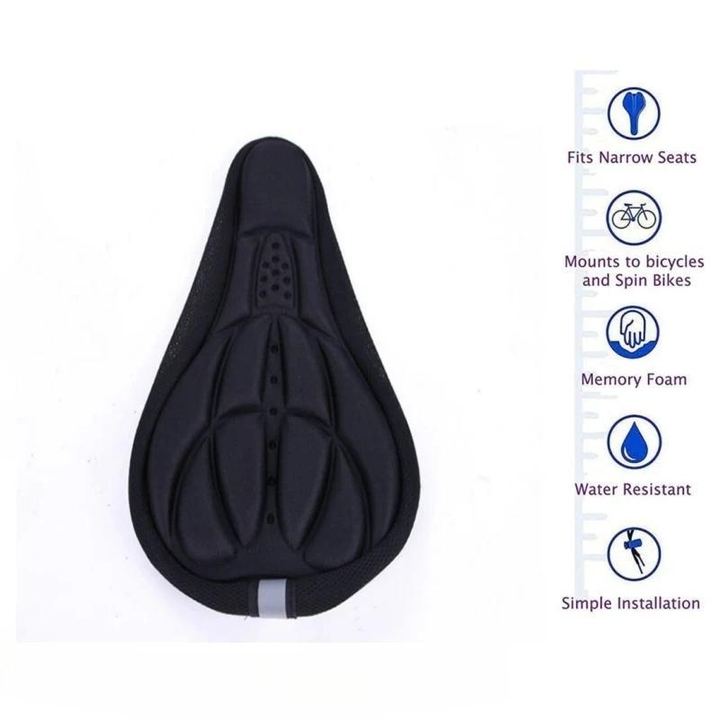 3D Padded Bike Seat Cover - Gel Foam Cushion with Non-Slip Base for Mountain/Road Bicycles, Waterproof Comfortable Saddle Mat