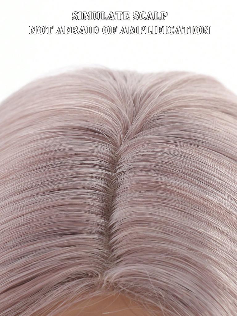 Damernas Vardagliga Cosplay Fest Musikfestival Micro Roll Grå Rosa 28tum Semester Långt Hår Använder En Naturlig Mjuk Syntetisk Lockig Peruk