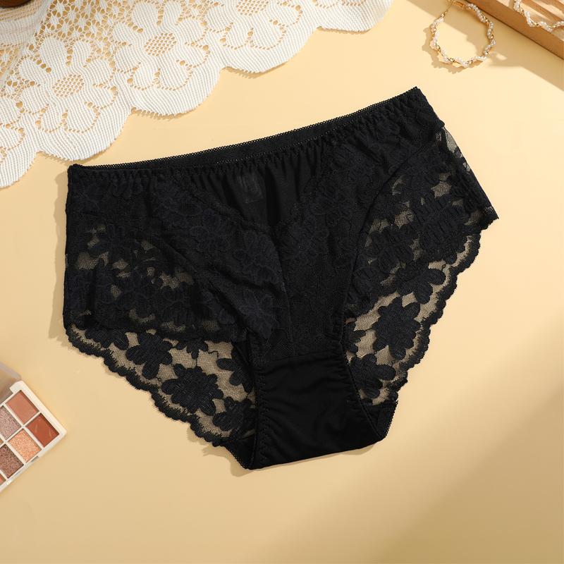 1pcs Women's High Waisted Plus Size Lace Underwear, Fashionable, Breathable, Soft and Comfortable Women's Underwear, 6 Colors To Choose From