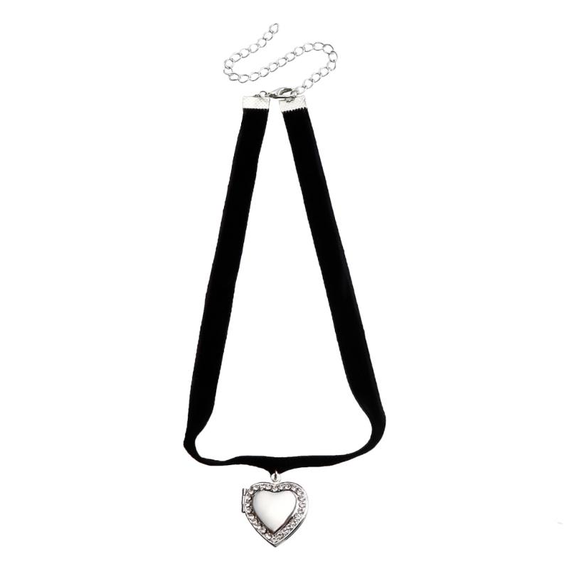 Heart Shaped Locket Necklace Heart Pendant Velvets Choker Necklace Trendy Locket Heart Necklace Party Jewelry Gifts 1