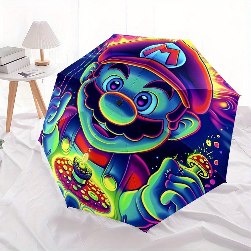 Psychedelic Mario Automatic Open/Close Umbrella - Compact Travel Umbrella, Ideal Gift, Outdoor Accessory, 106