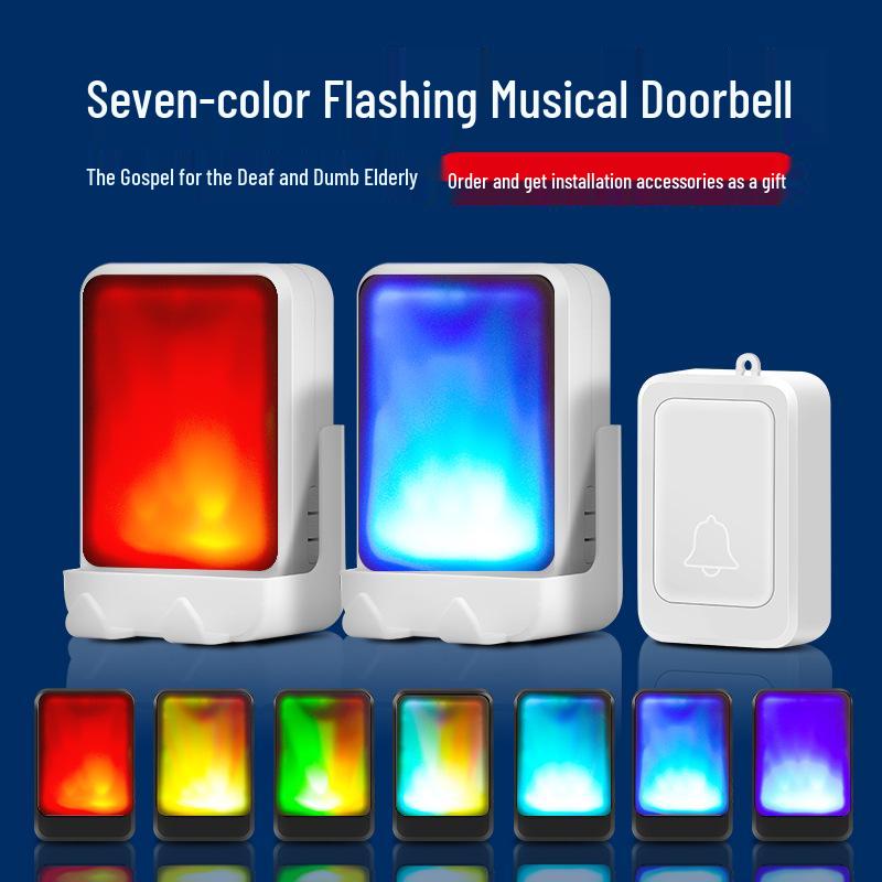 

Wireless Seven-Color Flashing Doorbell for Homes and Villas - Long-Range, Silent Mode, Ideal for Elderly & Hearing Impaired White 1 receiver 1 transmitter