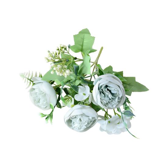 Artificial Peony Flower Bouquet Faux Silk Flower with Hydrangeas And Eucalyptus Leaves for Vase Floral Arrangements Table Centerpiece Wedding Party