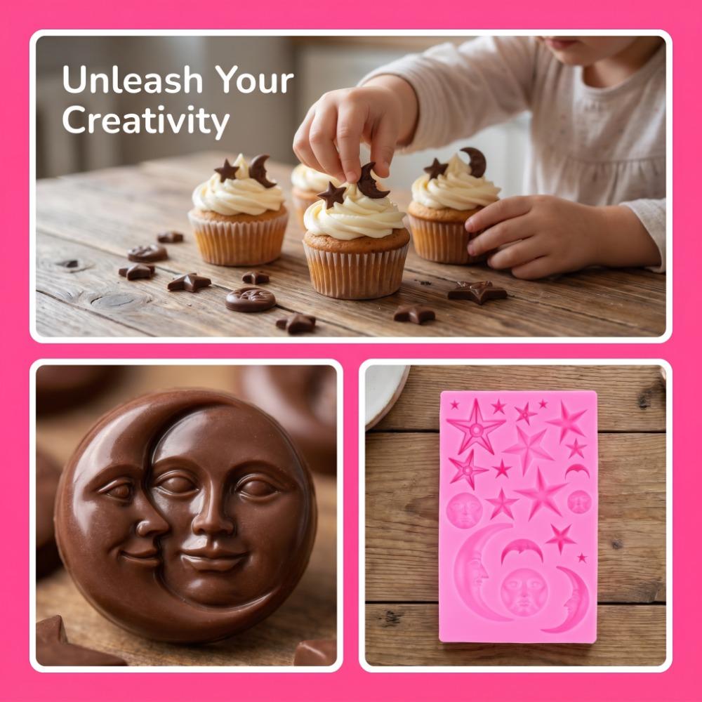 Flexible Chocolate Mold Silicone Moon Star Mold Star Design Clay Mold Chocolate Candy