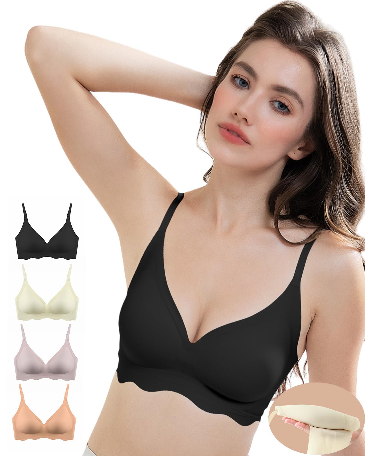 

бесшовный бюстгальтер желе легкий спортивный ночной удобный для ношения 24 часа а для дневного и ночного использования [Umillo] Бюстгальтер без косточек, [Мягкая поддержка, материал] чёрный