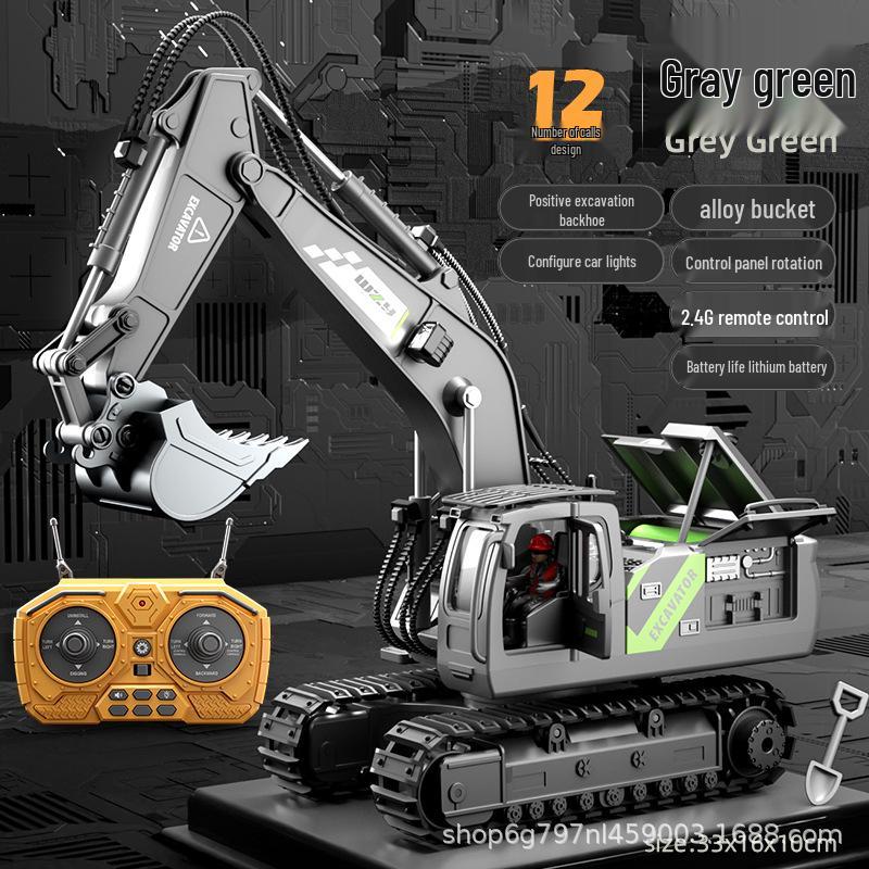 Rechargeable Remote Control Alloy Excavator Backhoe Toy - Large, Multi-functional Engineering Vehicle for Boys