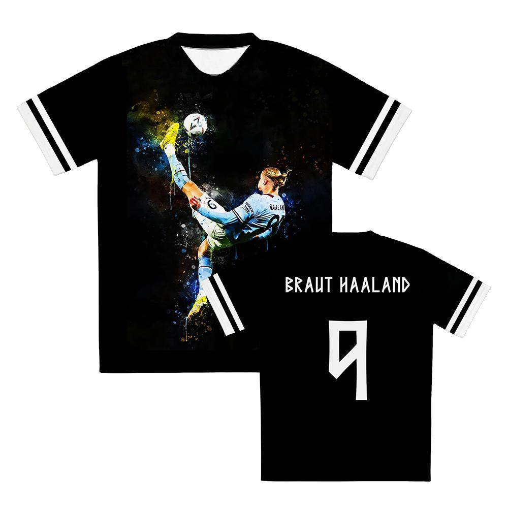 Maglietta da Calcio Unisex Streetwear Norvegia Numero 9 HAALAND Maglietta a Manica Corta Estiva da Uomo Maglietta con Stampa Grafica