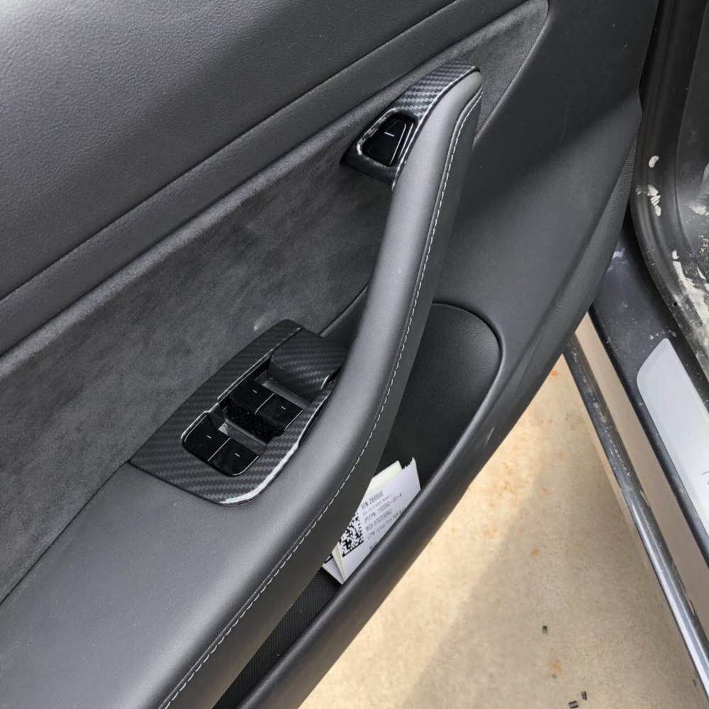 Carbon Fiber Interior Door Window Switch Panel Cover Trim Decoration Accessories For Tesla Model 3 2017-/Model Y -