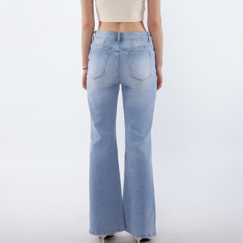 Dámské evropské a americké stylové a všestranné džíny s vysokým pasem a širokými nohavicemi