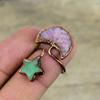 Pink Tourmaline Ring Electroformed Copper Ring Adjustable Ring Handmade Jewelry Chrysoprase Gemstone Ring Moon & Star Jewelry Gifts For Mom