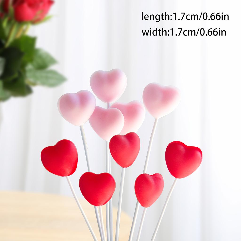 10pcs Mini Red Pink Foam Love Heart Cake Toppers Sweet Valentine's Day Gift Romantic Wedding Engagement Party Cake Decoration
